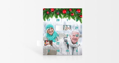 Adventskalender 30x35 mit 24 Foto-Kästchen