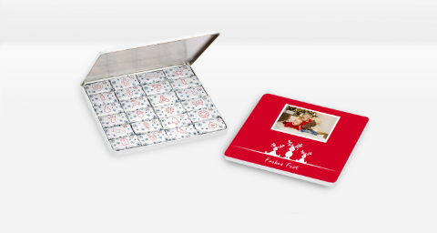 Adventskalender in der Foto-Blechdose inklusive Schokolade