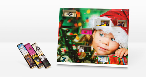 Foto-Adventskalender gefüllt mit veganer Zotter-Schokolade